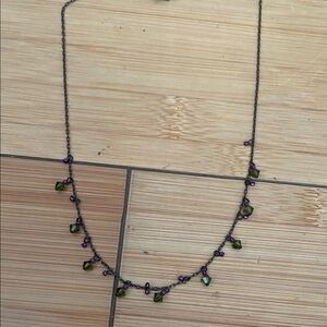 Elegant Purple and Green Beaded Necklace Firefly Jewelry New Never Worn